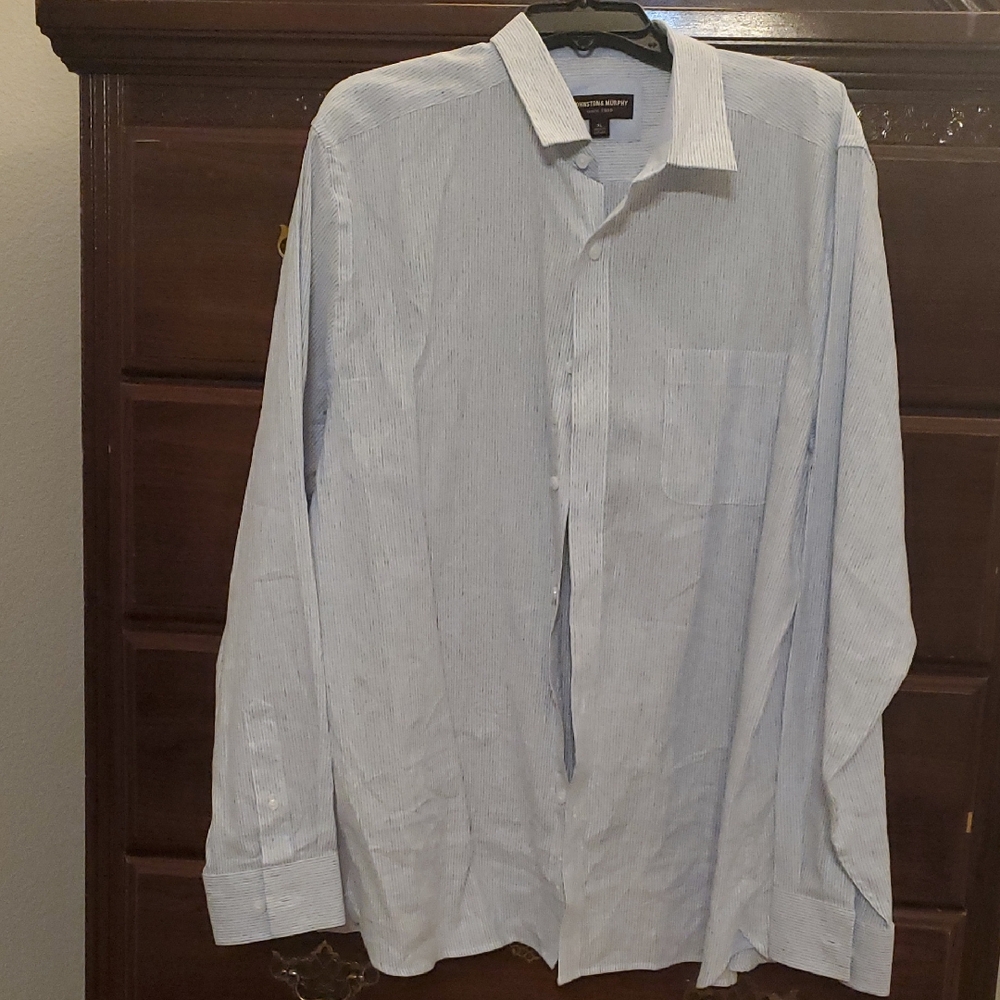 Johnston & Murphy Light Blue Pinstripe Dress Shirt
